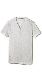 V-Ausschnitt Henley aus Melange Jersey