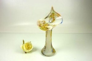 Vase schlank mit Spitzrand weiß 25cm