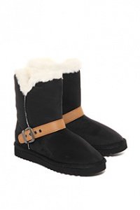 Velours Bootie mit Riegel + Futter