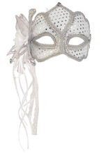 Venezianische Augenmaske Blüte weiss-sil