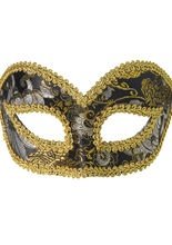 Venezianische Augenmaske Brokat schwarz-