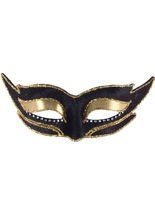 Venezianische Augenmaske Domino schwarz-