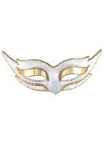 Venezianische Augenmaske Domino weiss-go