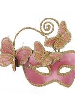 Venezianische Augenmaske Fee rosa-gold
