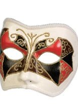 Venezianische Augenmaske Harlekin weiss-