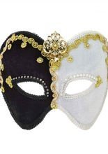 Venezianische Augenmaske Harlekin weiss-
