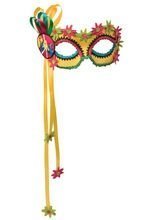 Venezianische Augenmaske Hippie gelb-bun