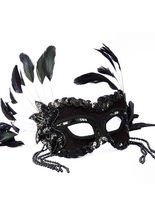 Venezianische Augenmaske Perlen schwarz