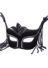 Venezianische Augenmaske Perlen schwarz