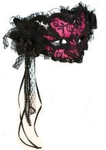 Venezianische Augenmaske Rüschen pink-sc