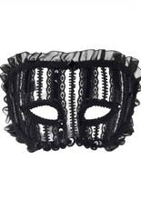 Venezianische Augenmaske Rüschen schwarz