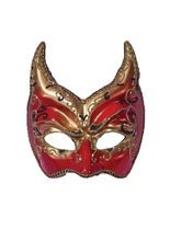 Venezianische Augenmaske Teufel rot-gold