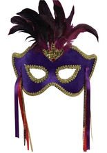 Venezianische Augenmaske mit Federn lila