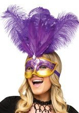 Venezianische Augenmaske mit Federn viol