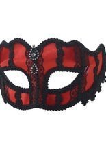 Venezianische Augenmaske mit Spitze rot-