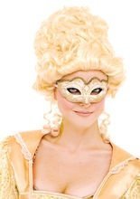 Venezianische Domino Maske weiss-gold