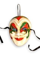 Venezianische Harlekin Maske rot/grün