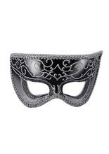Venezianische Maske Visier schwarz-silbe