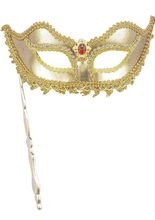 Venezianische Stab-Augenmaske gold