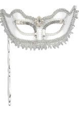 Venezianische Stab-Augenmaske silber