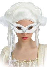 Venezianische Stab Augenmaske weiss