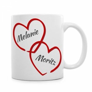 Verbundene Herzen - personalisierte Tass