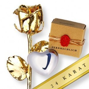 Vergoldete Rose (24 Karat) und Klangherz