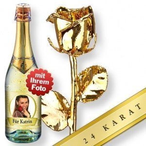 Vergoldete Rose und Foto-Goldtraum