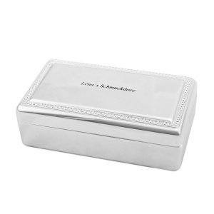 Versilberte Schmuckdose mit Gravur