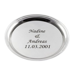 Versilbertes Tablett mit Gravur