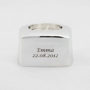 Versilbertes Teelicht mit Gravur