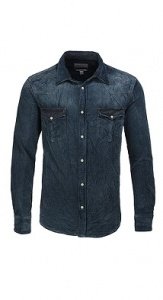 Vintage Cordhemd mit Denim-Details