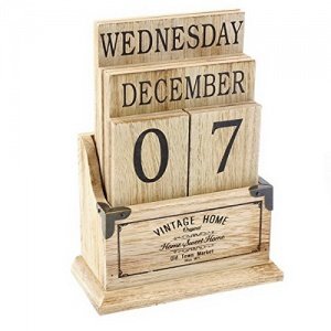 Vintage Holz ewiger Kalender-Schreibtisch Top Ewig Kalender Blocks