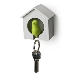 Vogelhäuschen Schlüsselanhänger weiß- gr