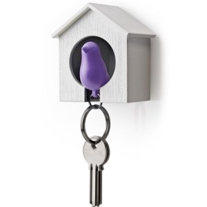 Vogelhäuschen Schlüsselanhänger weiß- li