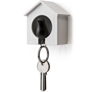 Vogelhäuschen Schlüsselanhänger weiß- sc