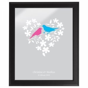 Vogelpärchen im Blumenherz - personalisi