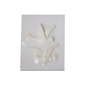 Wachsornament Taubenpärchen, weiß