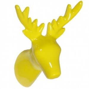 Wandhaken Hirschkopf gelb