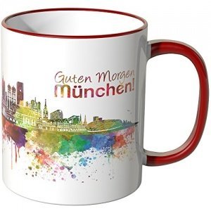 Wandkings® Tasse, Schriftzug "Guten Morgen München!" mit Skyline - ROT