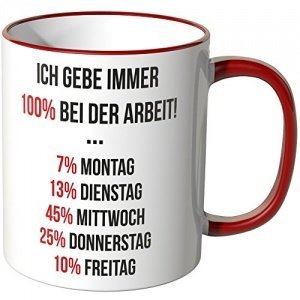 Tasse Ich gebe immer 100% bei der Arbeit
