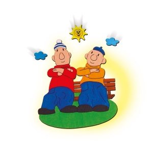 Wandleuchte ? Pat & Mat auf der Bank von