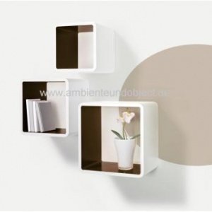 Wandregal 3er Set square weiß/mocca mycu