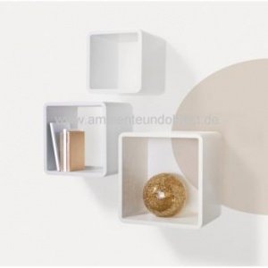 Wandregal 3er Set square weiß/weiß mycub