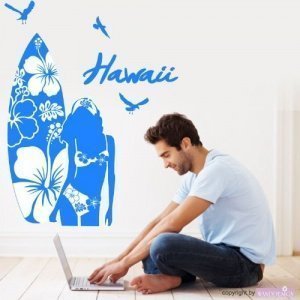 Wandtattoo-Surfen-Surfbrett