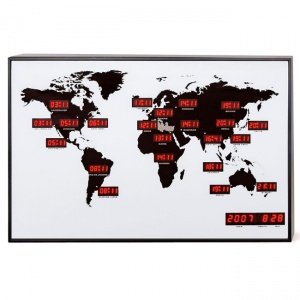 Wanduhr mit Weltzeitkarte