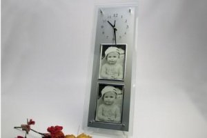 Wanduhr mit zwei Fotorahmen 20x55cm