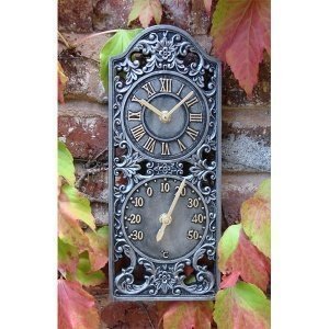 Wanduhr und Thermometer "Pewter", wetter