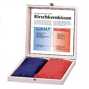Warm und Kalt Kirschkern-Kissen in Holz-