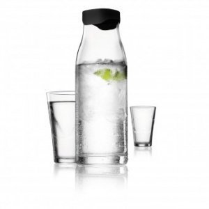 Wasserkaraffe 1L m. Deckel schwarz & 2 G